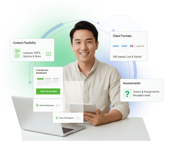 Diverse curriculum formats including live classes and assessments